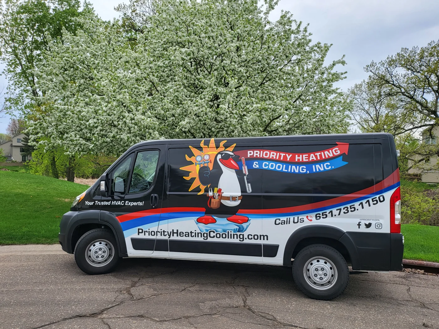 Priority Heating van outside in Oakdale, MN
