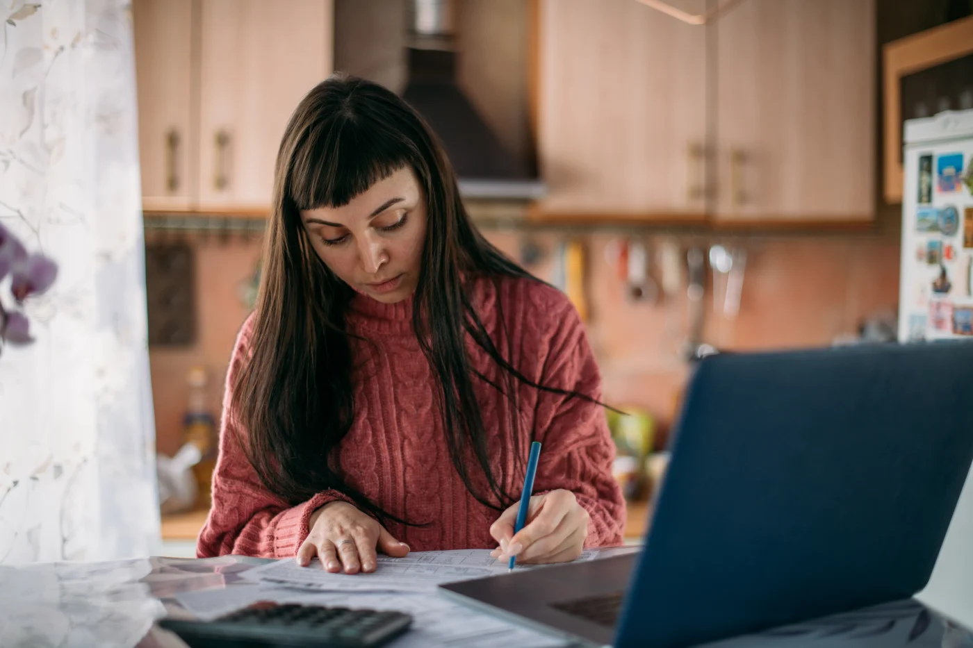 Twin Cities East Metro homeowner sits and does bills