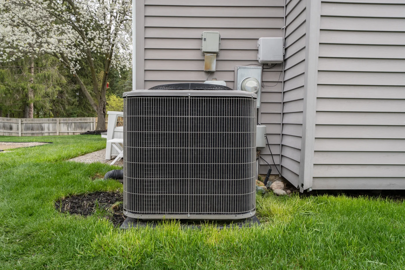Air conditioning unit outside of a home