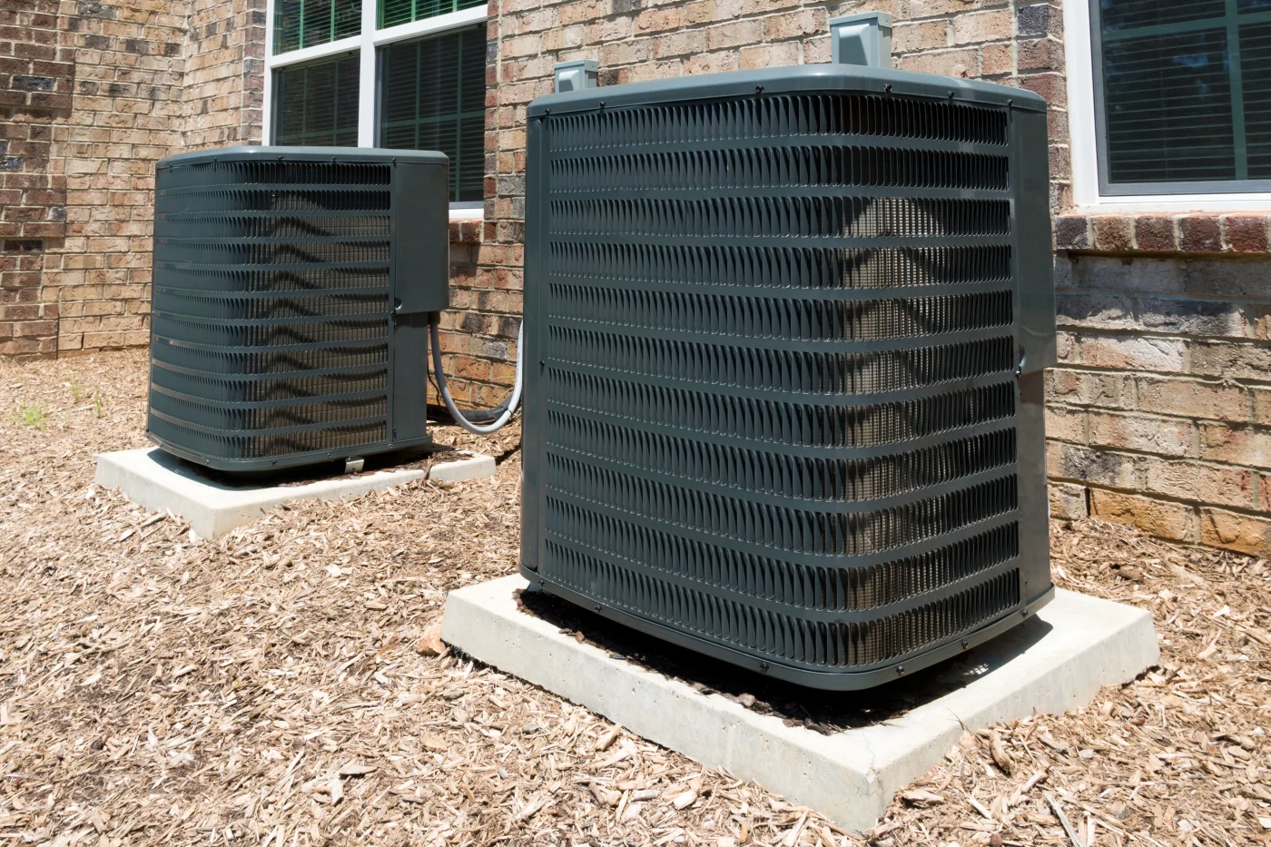Air conditioning unit outside of a residential building