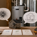Miniature home with HVAC diagrams and tools symbolizes clear explanations from Priority Heating & Cooling