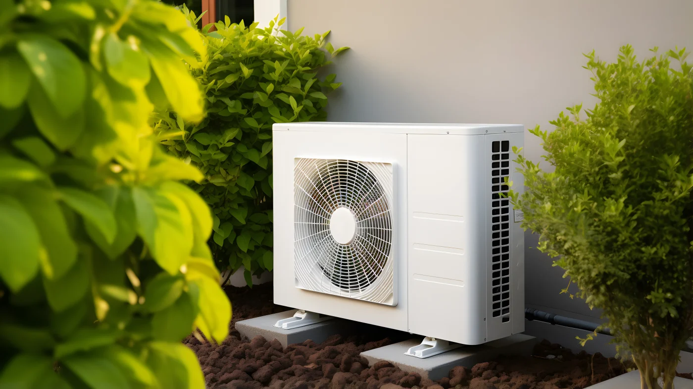 A new outdoor heat pump system installed in a home that loves the benefits a heat pump offers.